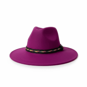 کلاه خاخامی زنانه پشمی با نوار رنگی  (بنفش)