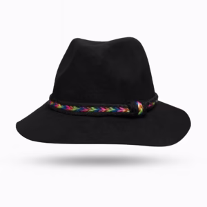 کلاه خاخامی زنانه پشمی با نوار رنگی  (مشکی)