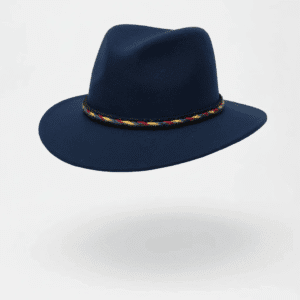 کلاه خاخامی زنانه پشمی با نوار رنگی  (سرمه ای)