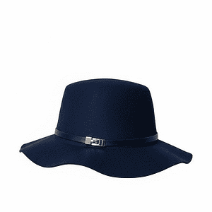 کلاه خاخامی زنانه پشمی با بند چرمی  (سرمه ای)