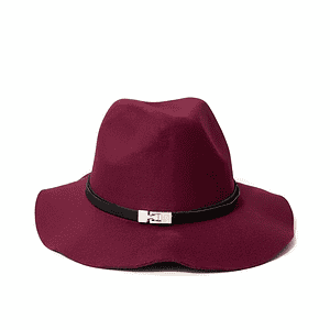 کلاه خاخامی زنانه پشمی با بند چرمی  (ارغوانی)